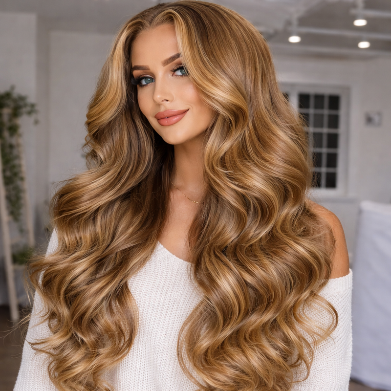 Honey Blonde Body Wave Wig – Premium Human Hair